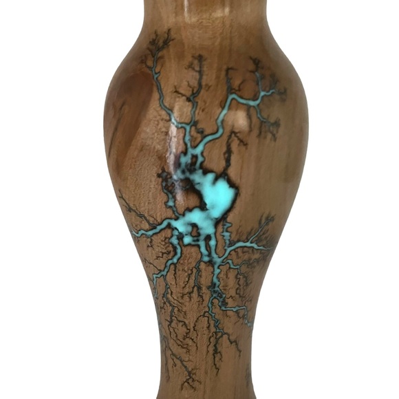 Turned and Burned Other - Turned and Burned 12" Maple Handcrafted Vase w/ Phospherescent Glow Epoxy Signed